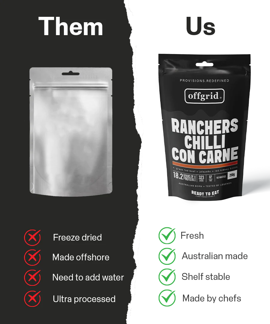 Offgrid Provisions Ranchers Chilli Con Carne - 250g - - Mansfield Hunting & Fishing - Products to prepare for Corona Virus