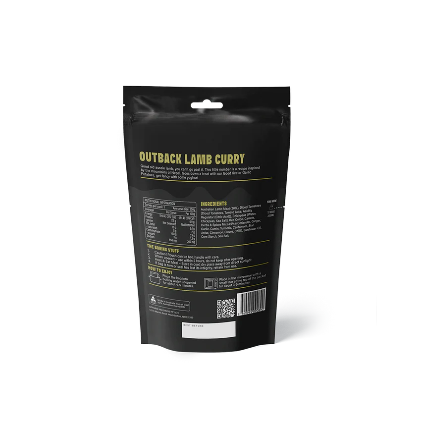 Offgrid Provisions Outback Lamb Curry - 250g