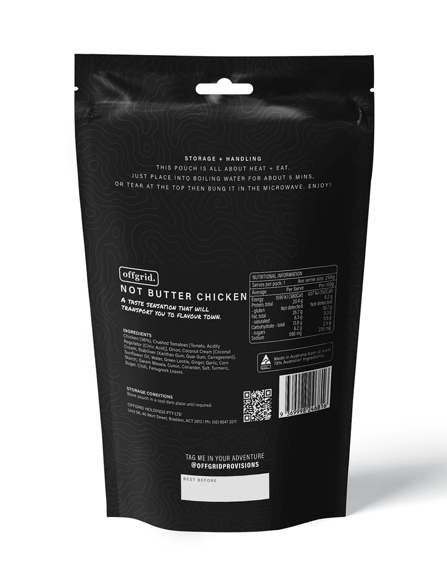Offgrid Provisions Not Butter Chicken 250g - - Mansfield Hunting & Fishing - Products to prepare for Corona Virus