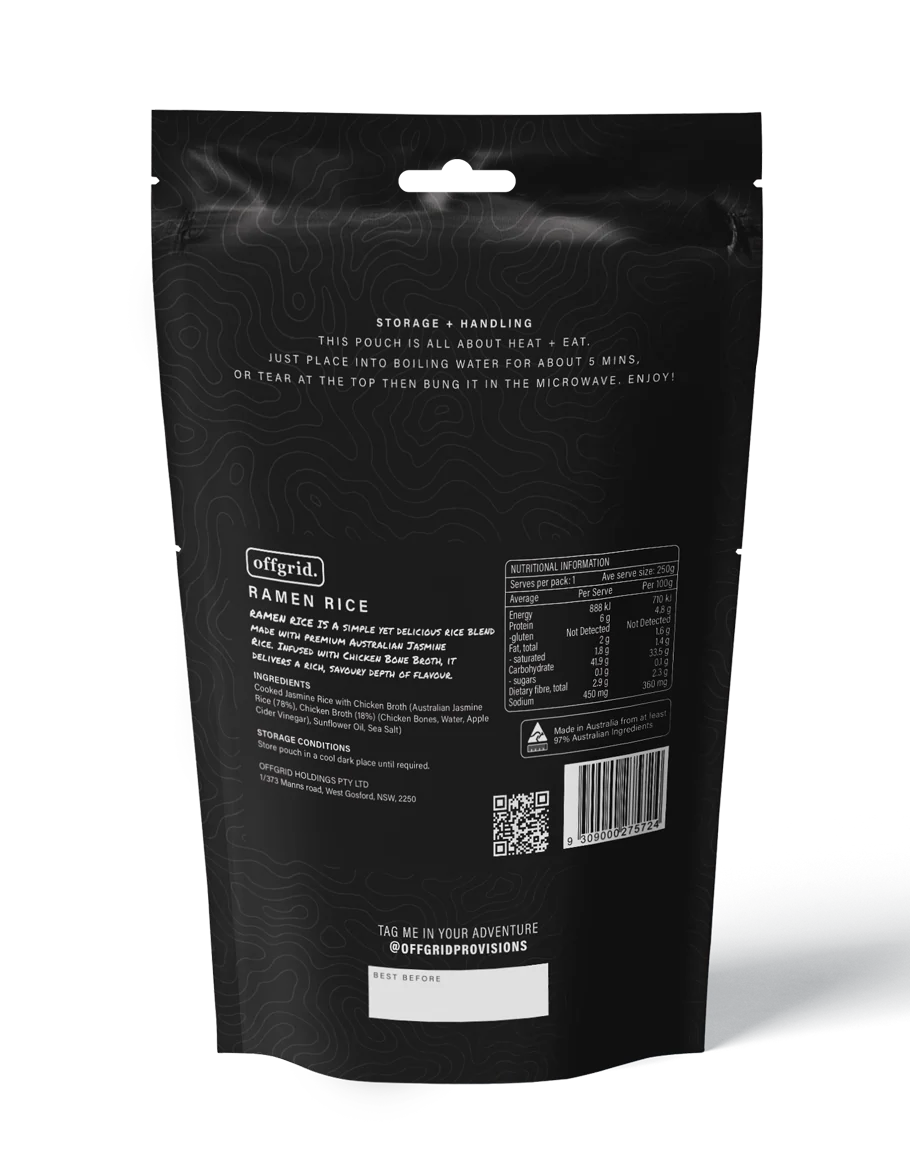 Offgrid Provisions Ramen Rice 250gr - - Mansfield Hunting & Fishing - Products to prepare for Corona Virus