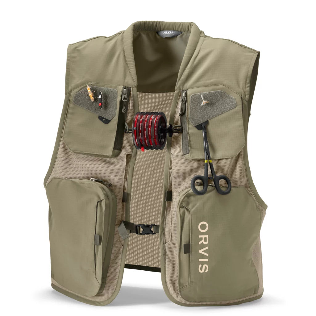 Orvis Clearwater Mesh Vest - LARGE / DUSTY OLIVE - Mansfield Hunting & Fishing - Products to prepare for Corona Virus