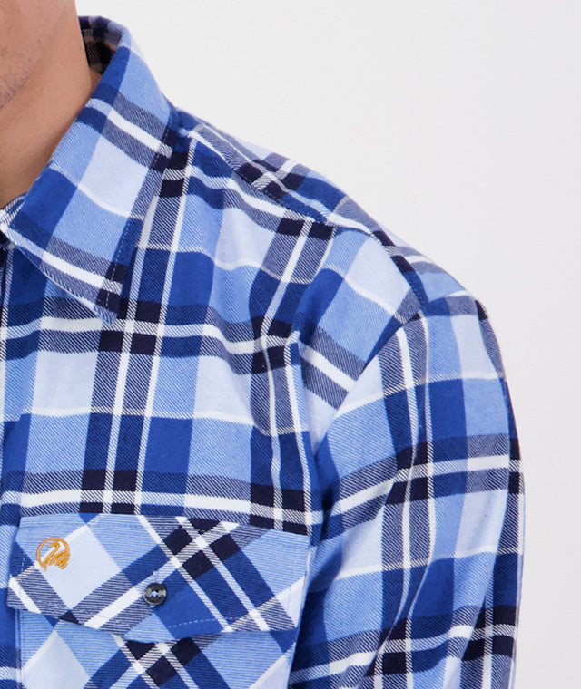 Swanndri Egmont Half Button Flannelette Shirt - Twin Pack - Artic/Ocean - - Mansfield Hunting & Fishing - Products to prepare for Corona Virus