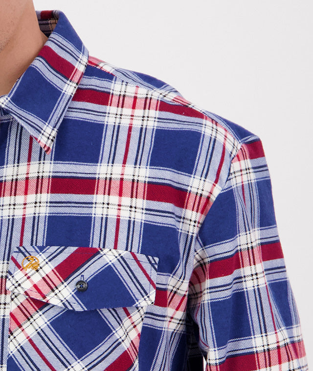 Swanndri Egmont Half Button Flannelette Shirt - Twin Pack - Crimson/Sage - - Mansfield Hunting & Fishing - Products to prepare for Corona Virus