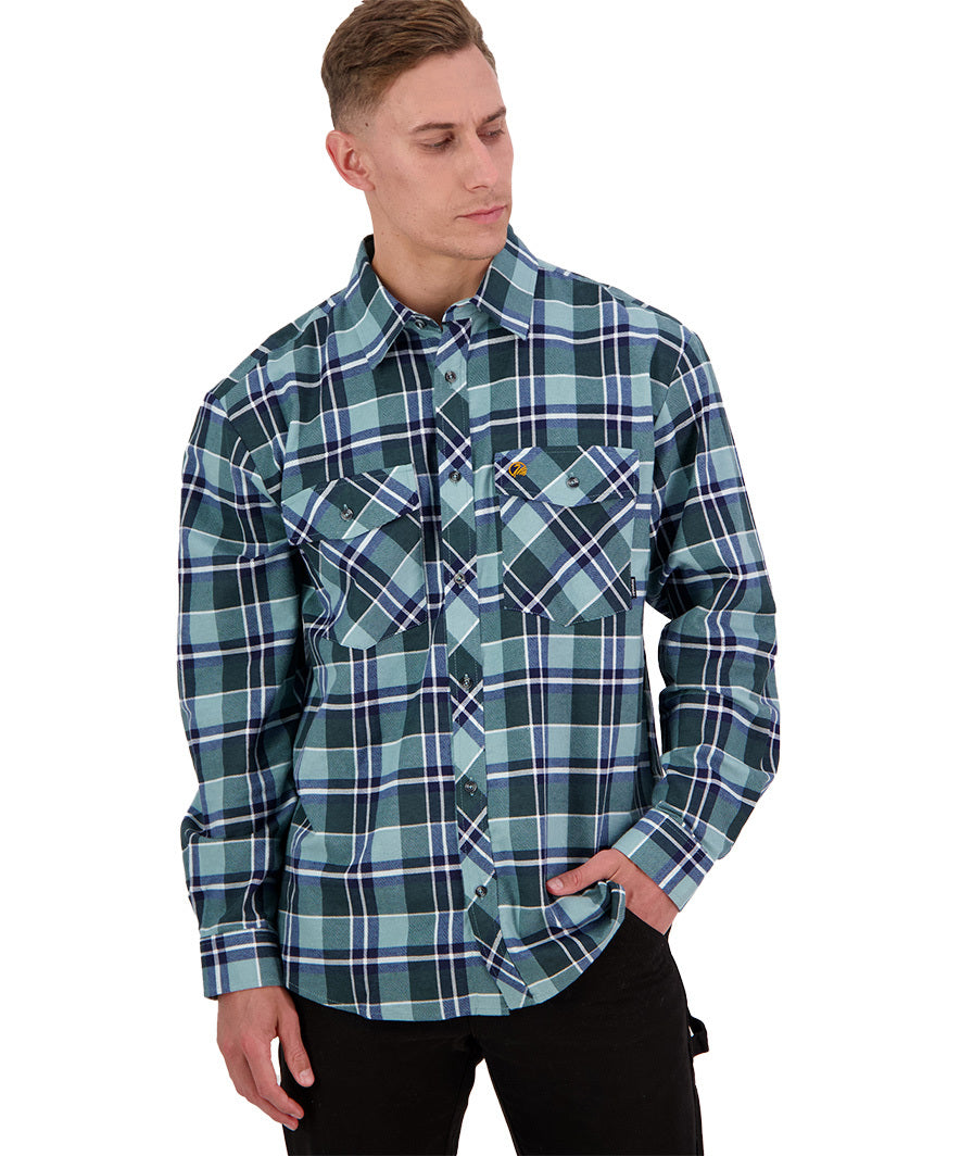 Swanndri Egmont Full Button Flannelette Shirt - Twin Pack - Sage/Artic - - Mansfield Hunting & Fishing - Products to prepare for Corona Virus