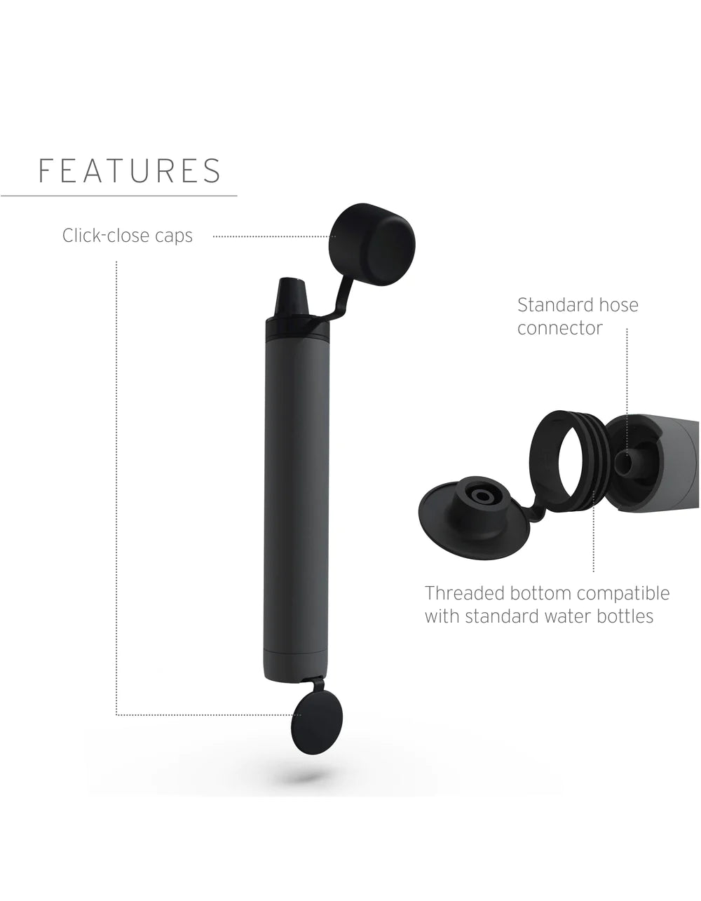 Life Straw Peak Personal Water Filter - Dark Gray - Mansfield Hunting & Fishing - Products to prepare for Corona Virus