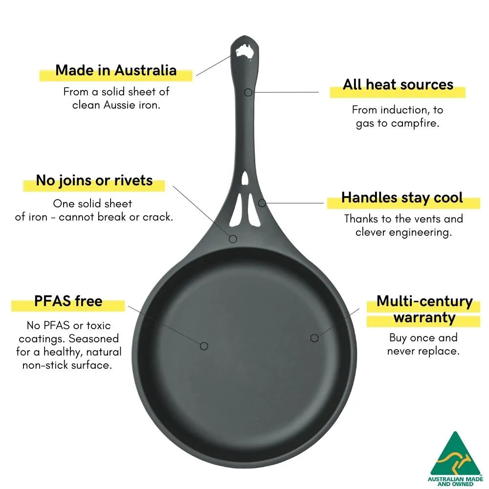 SolidTeknics- Aus-Ion 26cm Frypan - - Mansfield Hunting & Fishing - Products to prepare for Corona Virus