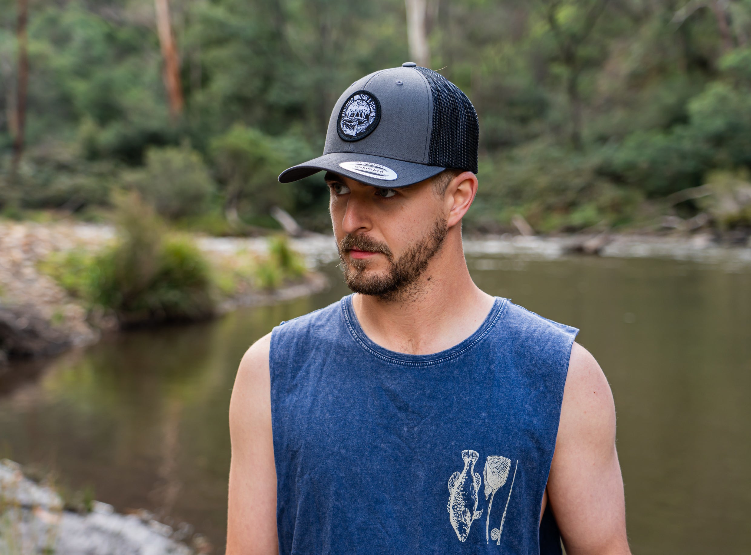 MHF Skeleton Trout Trucker Cap - Grey/Black - - Mansfield Hunting & Fishing - Products to prepare for Corona Virus