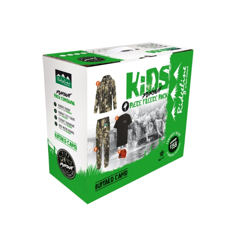 Ridgeline Kids Pursuit II 4 Piece Pack - Buffalo Camo - 2 / BUFFALO CAMO - Mansfield Hunting & Fishing - Products to prepare for Corona Virus