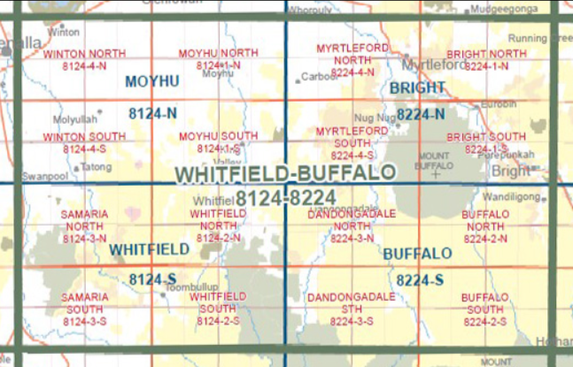 Vicmap - Samaria South 8124-3-S 1:25,000 Scale -  - Mansfield Hunting & Fishing - Products to prepare for Corona Virus