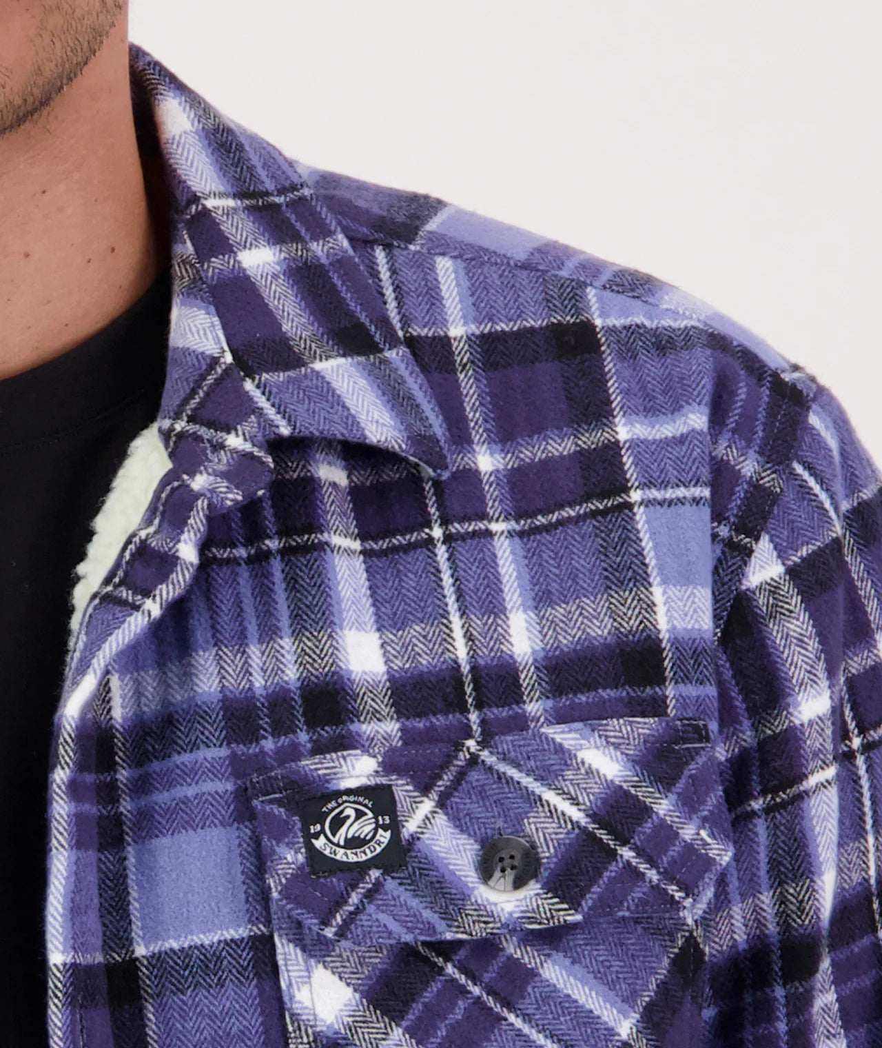 Swanndri Morven Sherpa Mens Long Sleeve Shirt - Bluebird/Navy - - Mansfield Hunting & Fishing - Products to prepare for Corona Virus
