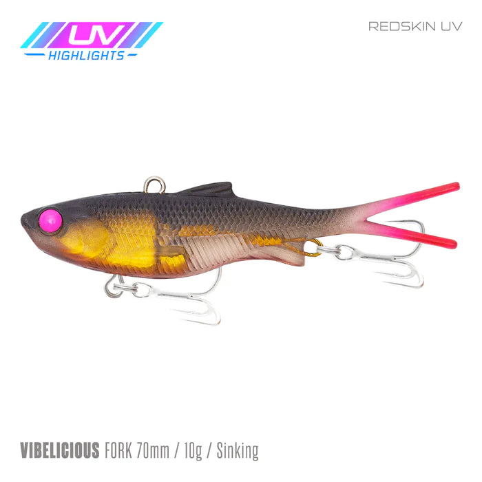 Samaki Vibelicious Forktail 70mm - 70mm 10.8g / REDSKIN UV - Mansfield Hunting & Fishing - Products to prepare for Corona Virus