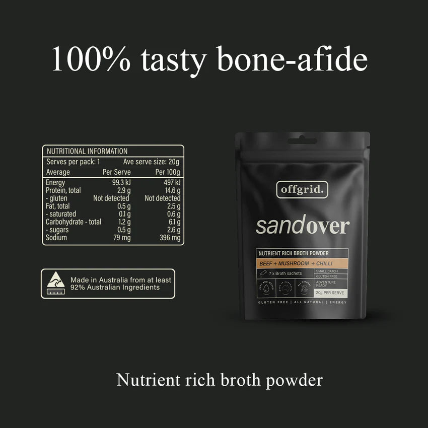 Offgrid Provisions Sandover Bone Broth 140gr - - Mansfield Hunting & Fishing - Products to prepare for Corona Virus