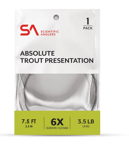 Scientific Anglers Absolute Trout 7 1/2Ft Fly Fishing Leader - Clear - 3X - Mansfield Hunting & Fishing - Products to prepare for Corona Virus