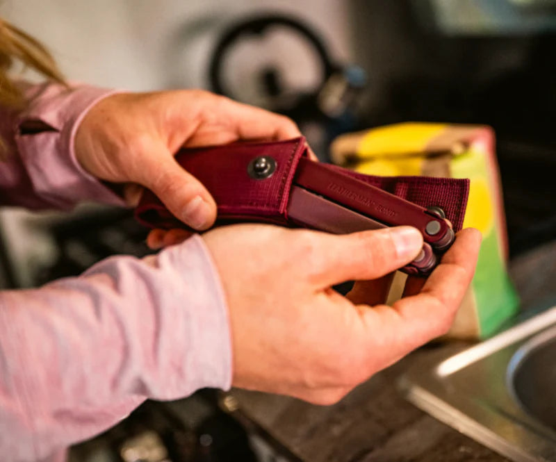 Leatherman Rebar Multi Tool Knife - Cranberry with Sheath - - Mansfield Hunting & Fishing - Products to prepare for Corona Virus