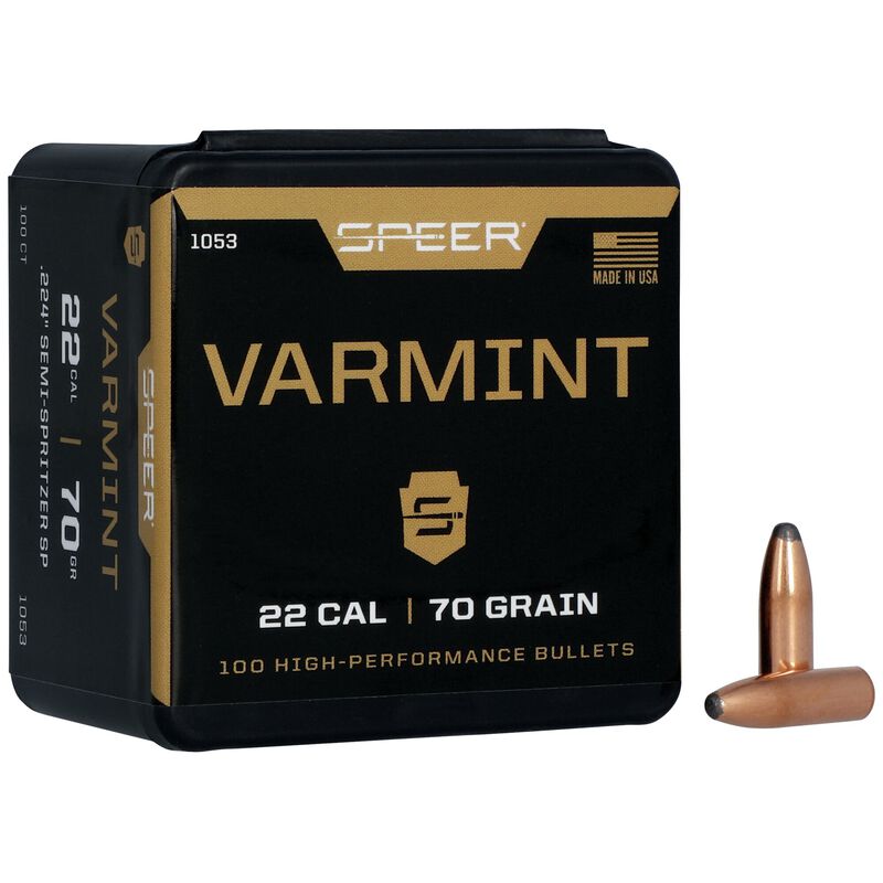 Speer Varmint SP 22 cal 70gr Projectiles - 100pk - - Mansfield Hunting & Fishing - Products to prepare for Corona Virus