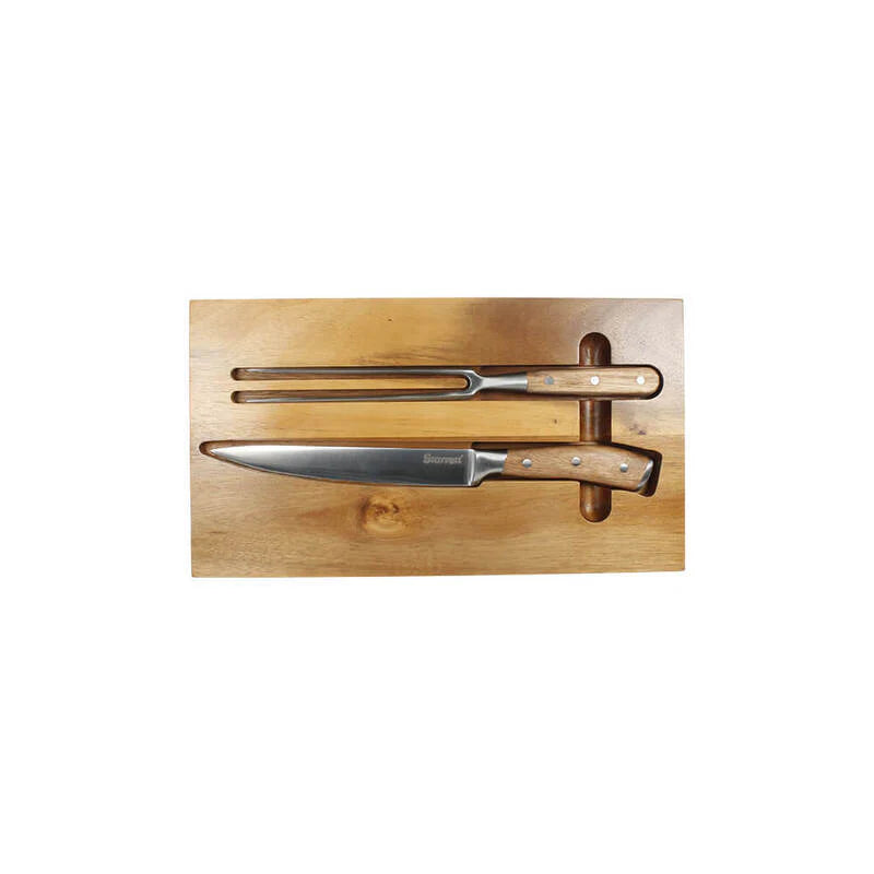 Starrett 2pc Carving Knife Set w' Integrated Board - - Mansfield Hunting & Fishing - Products to prepare for Corona Virus