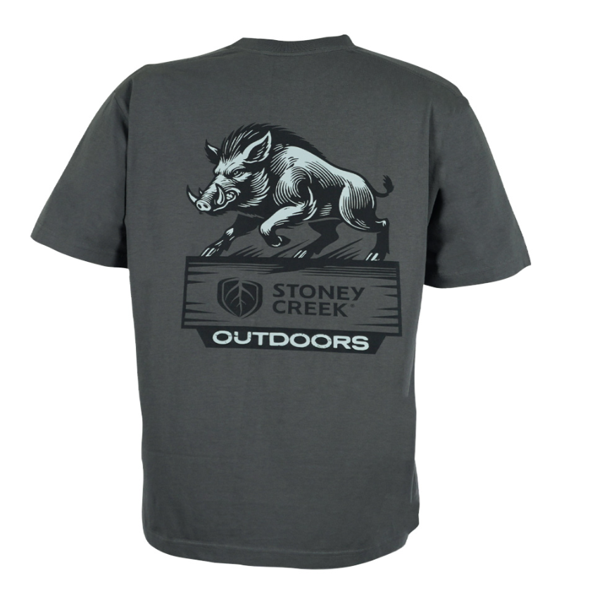 Stoney Creek Mens Pig Tee - Grey - S / GREY - Mansfield Hunting & Fishing - Products to prepare for Corona Virus
