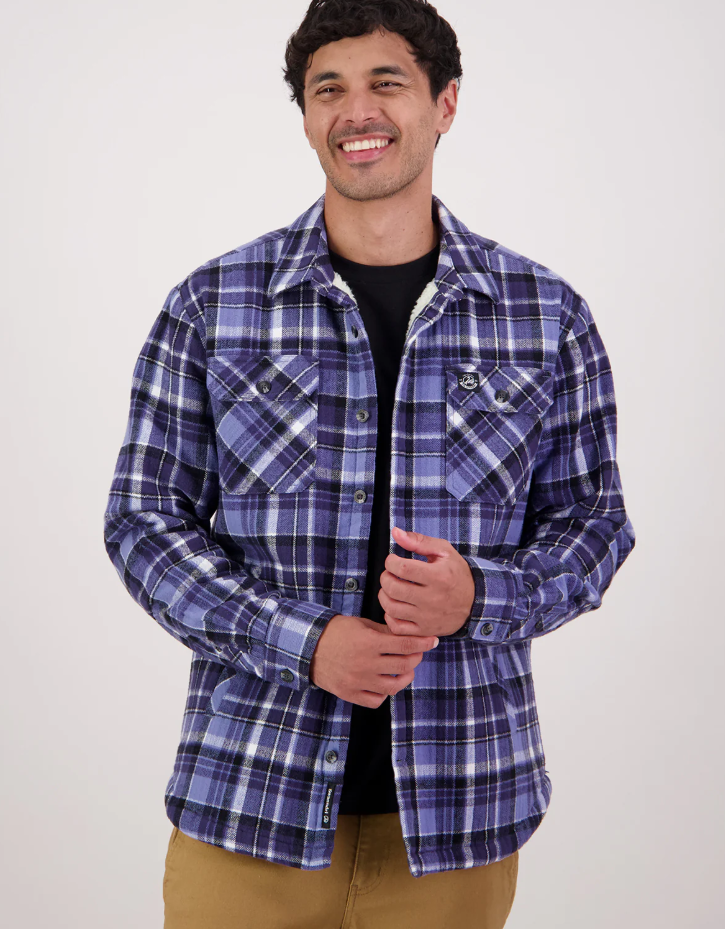 Swanndri Morven Sherpa Mens Long Sleeve Shirt - Bluebird/Navy - S / BLUEBIRD/NAVY - Mansfield Hunting & Fishing - Products to prepare for Corona Virus