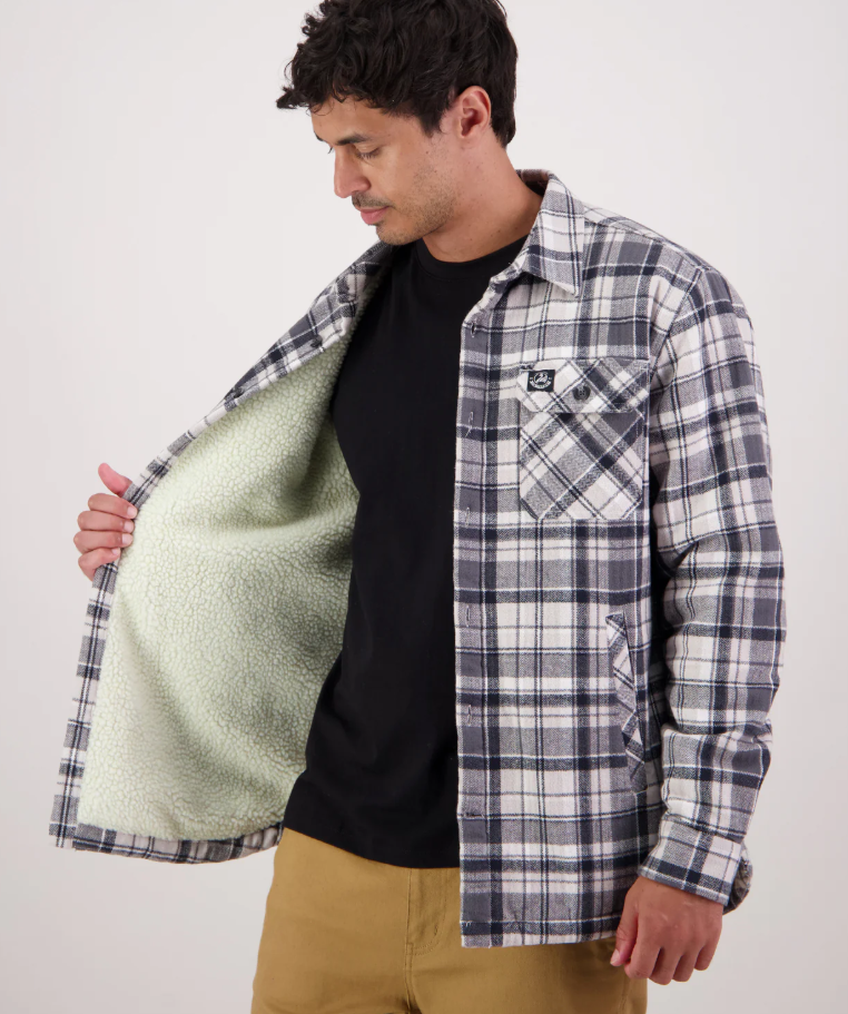 Swanndri Morven Sherpa Mens Long Sleeve Shirt - Dark Shadow/Grey - S / DARK SHADOW/GREY - Mansfield Hunting & Fishing - Products to prepare for Corona Virus