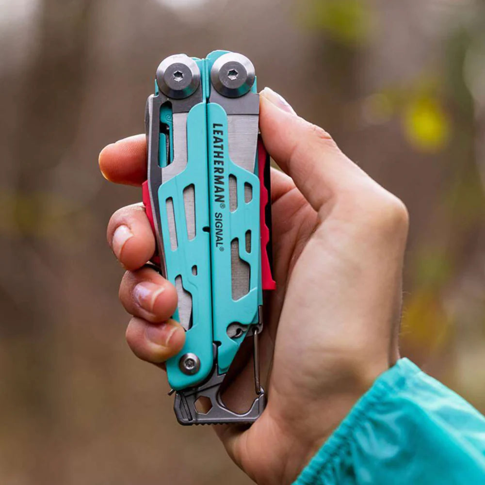 Leatherman Signal Camping multi-tool - Aqua & Silver - - Mansfield Hunting & Fishing - Products to prepare for Corona Virus