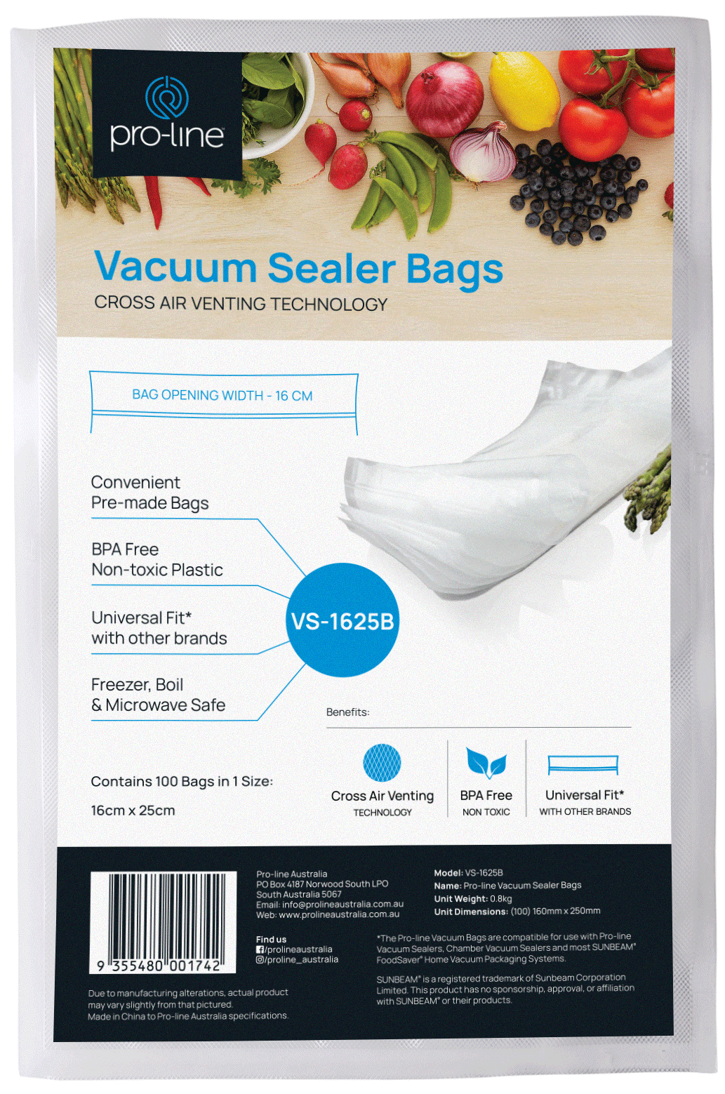 Vacuum Sealer Bags 100 Size 16cm X 25cm - - Mansfield Hunting & Fishing - Products to prepare for Corona Virus
