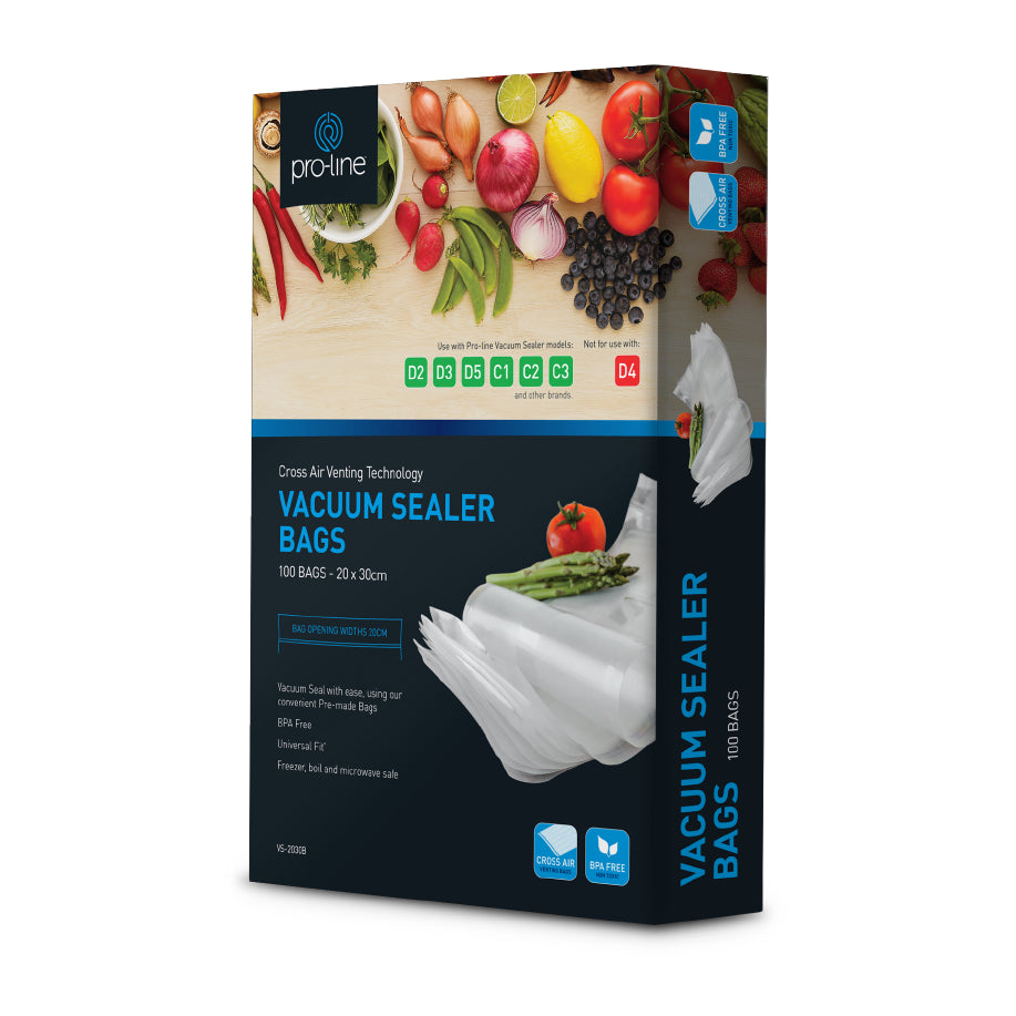 Vacuum Sealer Bags 100 Size 20cm X 30cm - - Mansfield Hunting & Fishing - Products to prepare for Corona Virus