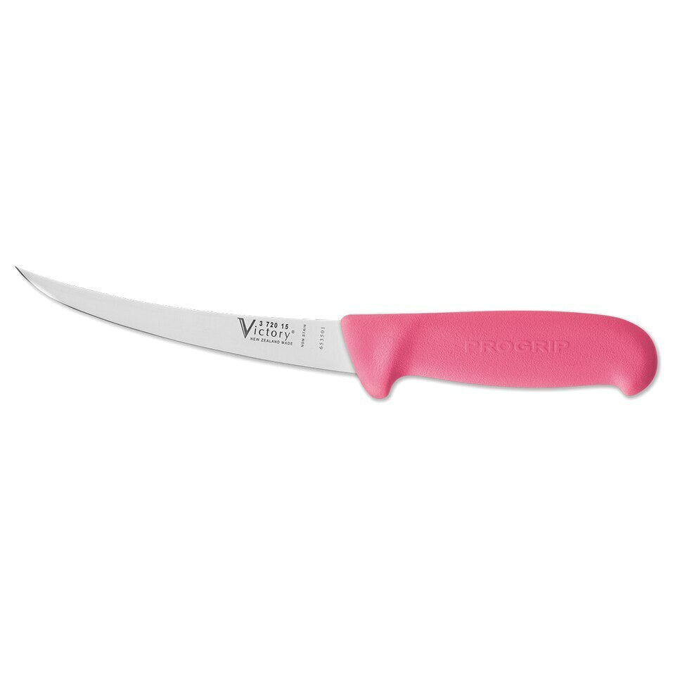 Victory Knives Stainless Steel Narow Curved Boner 15cm Pink - - Mansfield Hunting & Fishing - Products to prepare for Corona Virus