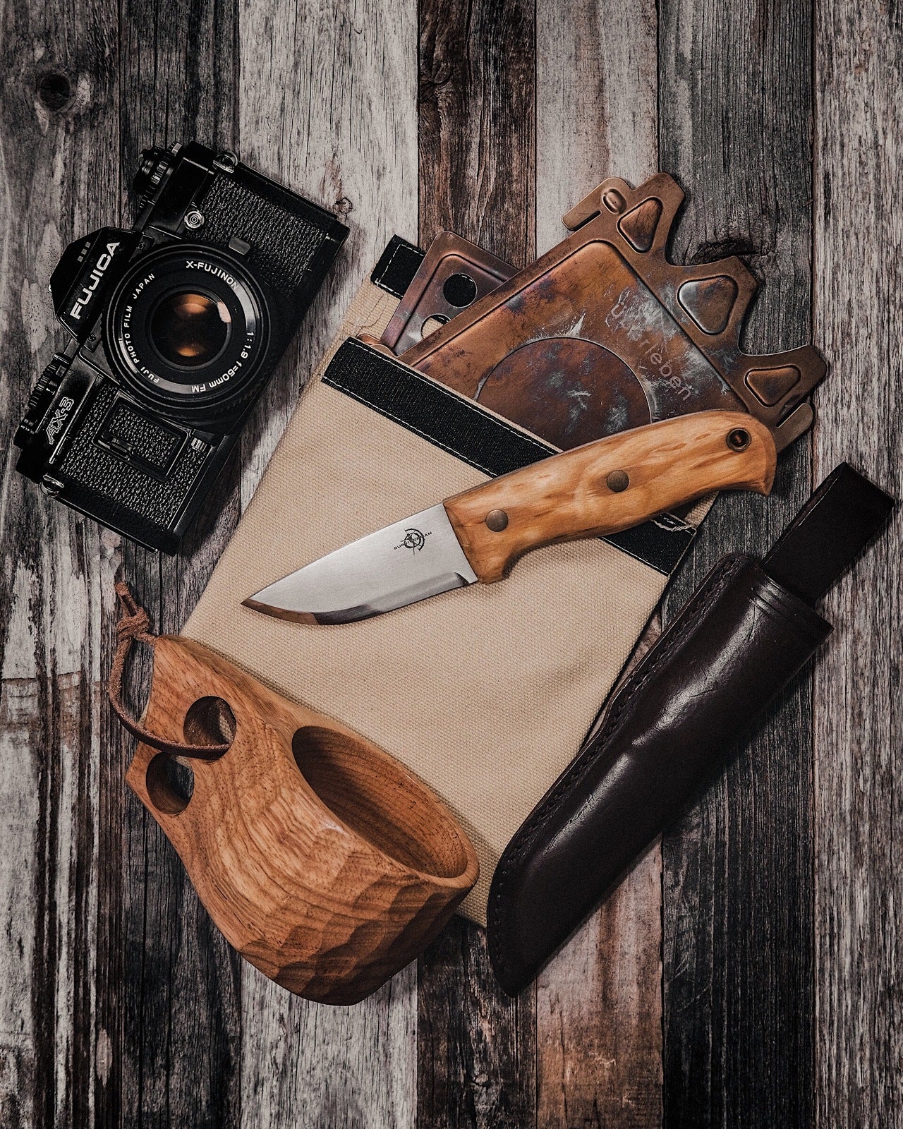 Helle Wabakimi - 84mm Triple Laminated High-Alloy Tool Steel Knife (Curly Bitch Handle With Leather Sheath) -  - Mansfield Hunting & Fishing - Products to prepare for Corona Virus