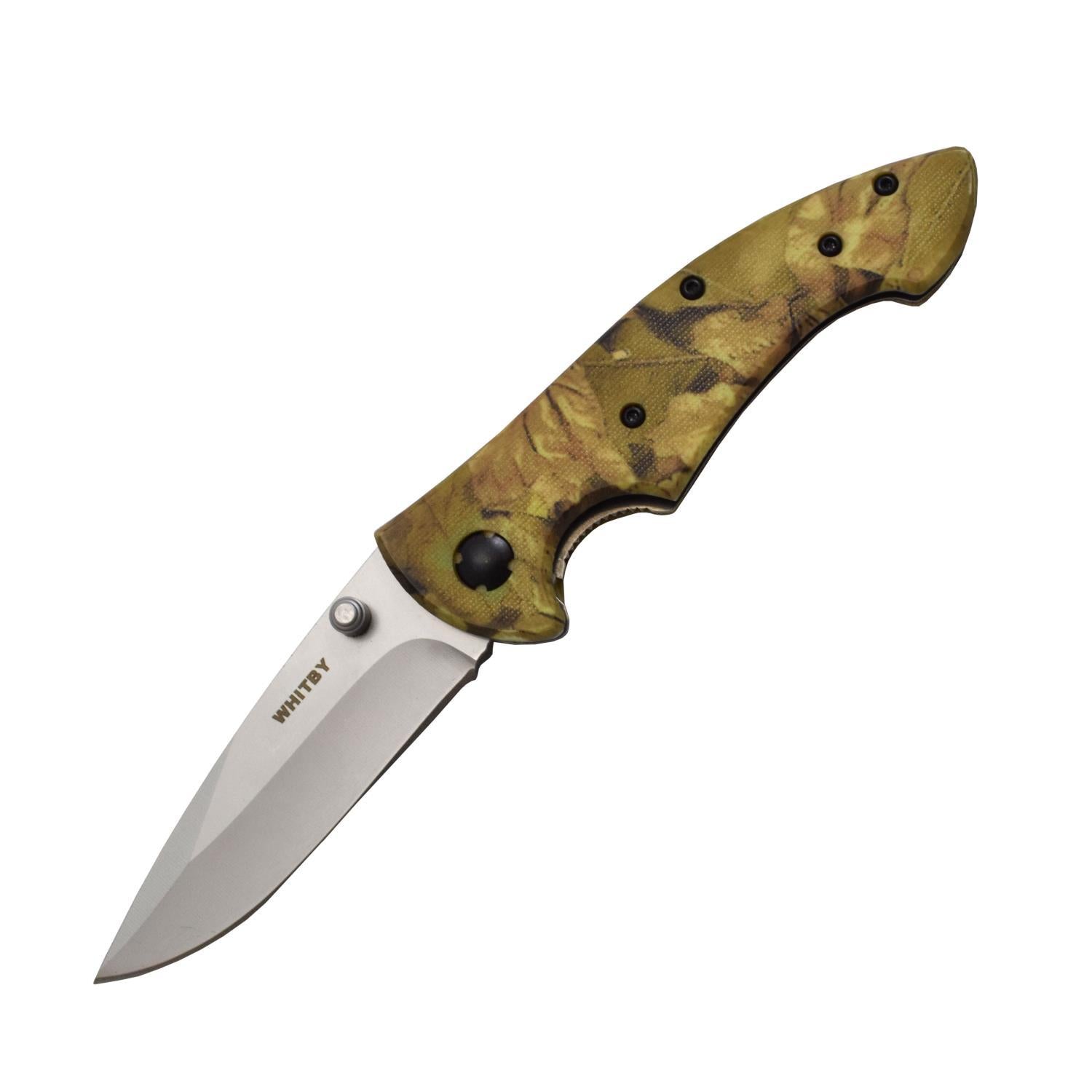 Whitby 3inch Camo Knife - - Mansfield Hunting & Fishing - Products to prepare for Corona Virus