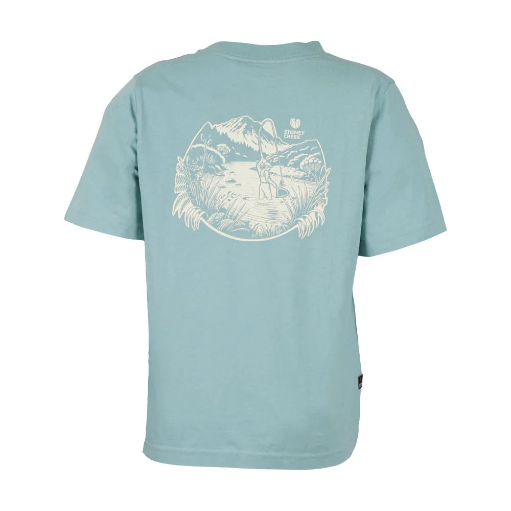 Stoney Creek Womens Fly Fishing Tee - 6 / HAZY BLUE - Mansfield Hunting & Fishing - Products to prepare for Corona Virus