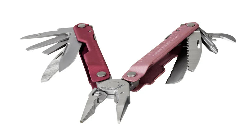 Leatherman Rebar Multi Tool Knife - Cranberry with Sheath - - Mansfield Hunting & Fishing - Products to prepare for Corona Virus