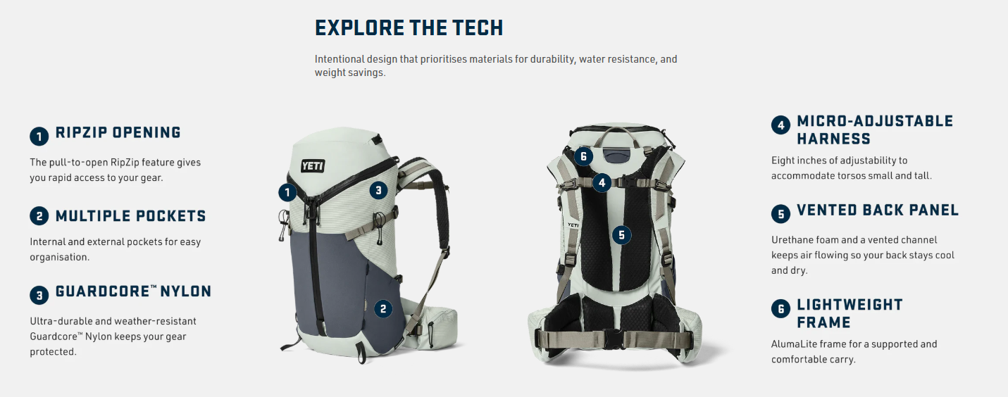 Yeti Womens Skala 60L Backpack - - Mansfield Hunting & Fishing - Products to prepare for Corona Virus