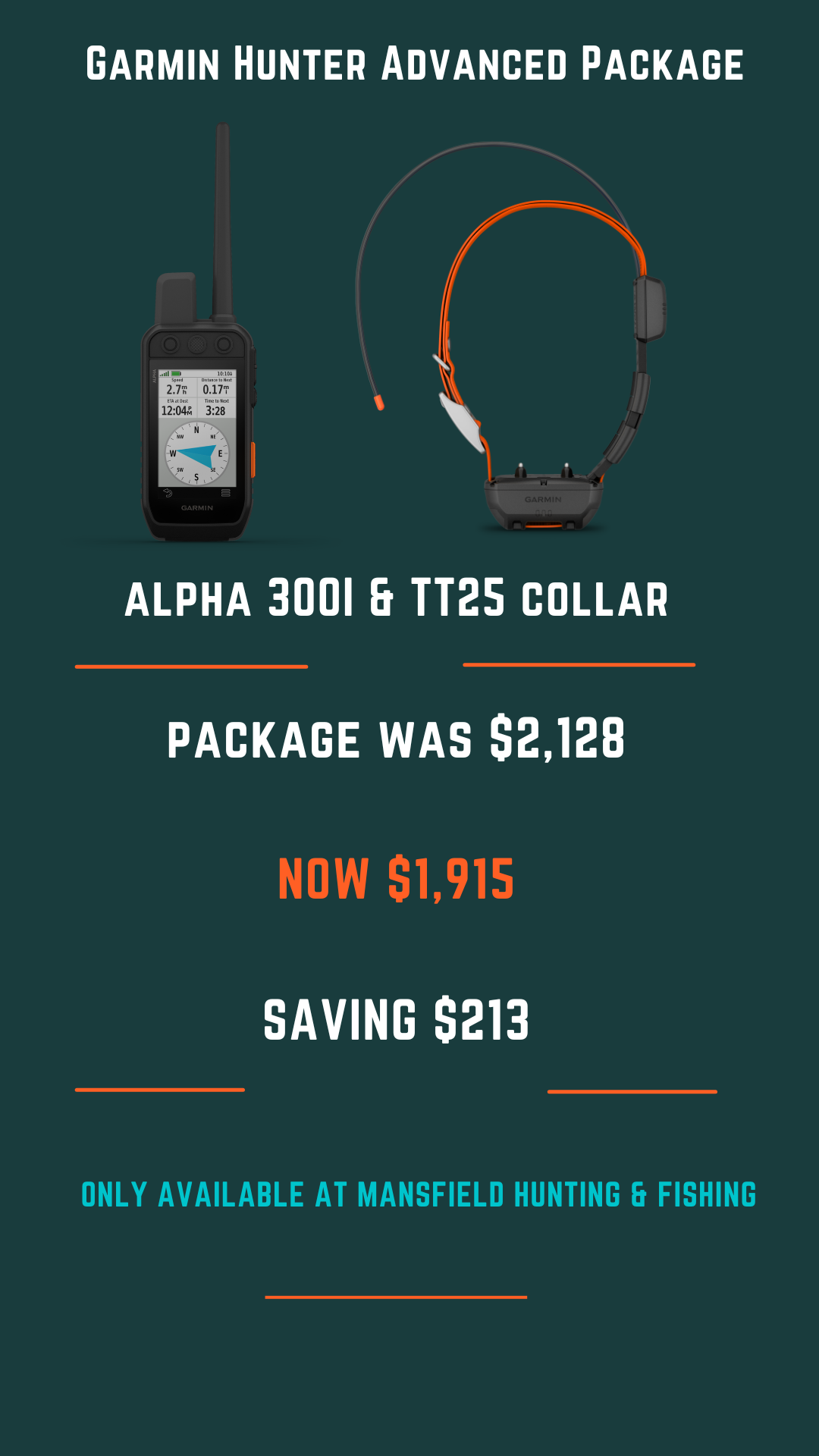 Garmin Hunter Advanced Package - - Mansfield Hunting & Fishing - Products to prepare for Corona Virus