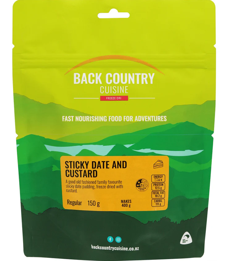 Back Country Cuisine - Sticky Date and Custard - REGULAR - Mansfield Hunting & Fishing - Products to prepare for Corona Virus