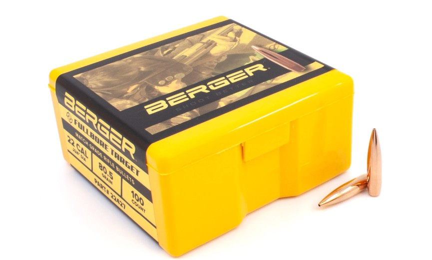 Berger 22cal 80.5gr Fullbore Target Projectiles (1000pk) - - Mansfield Hunting & Fishing - Products to prepare for Corona Virus