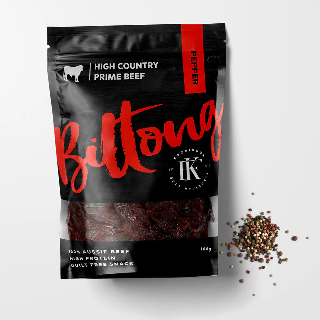 Koorinook Biltong - Pepper 100g - - Mansfield Hunting & Fishing - Products to prepare for Corona Virus