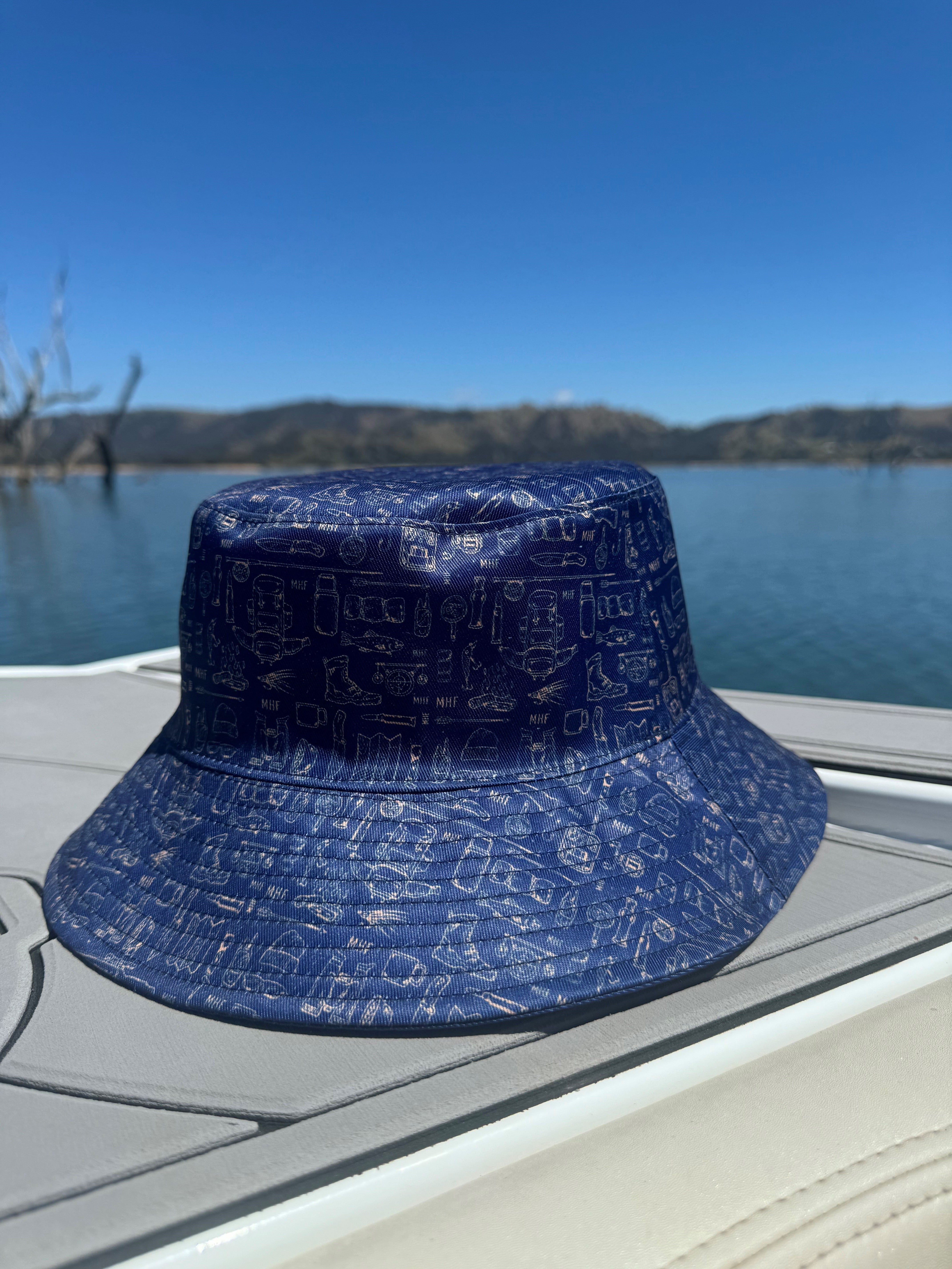 MHF Bucket Hat Navy/Tan - - Mansfield Hunting & Fishing - Products to prepare for Corona Virus