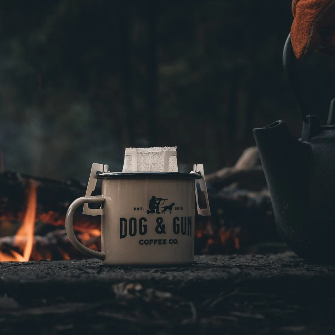 Dog & Gun Enamel Mug Sandy Taupe - - Mansfield Hunting & Fishing - Products to prepare for Corona Virus