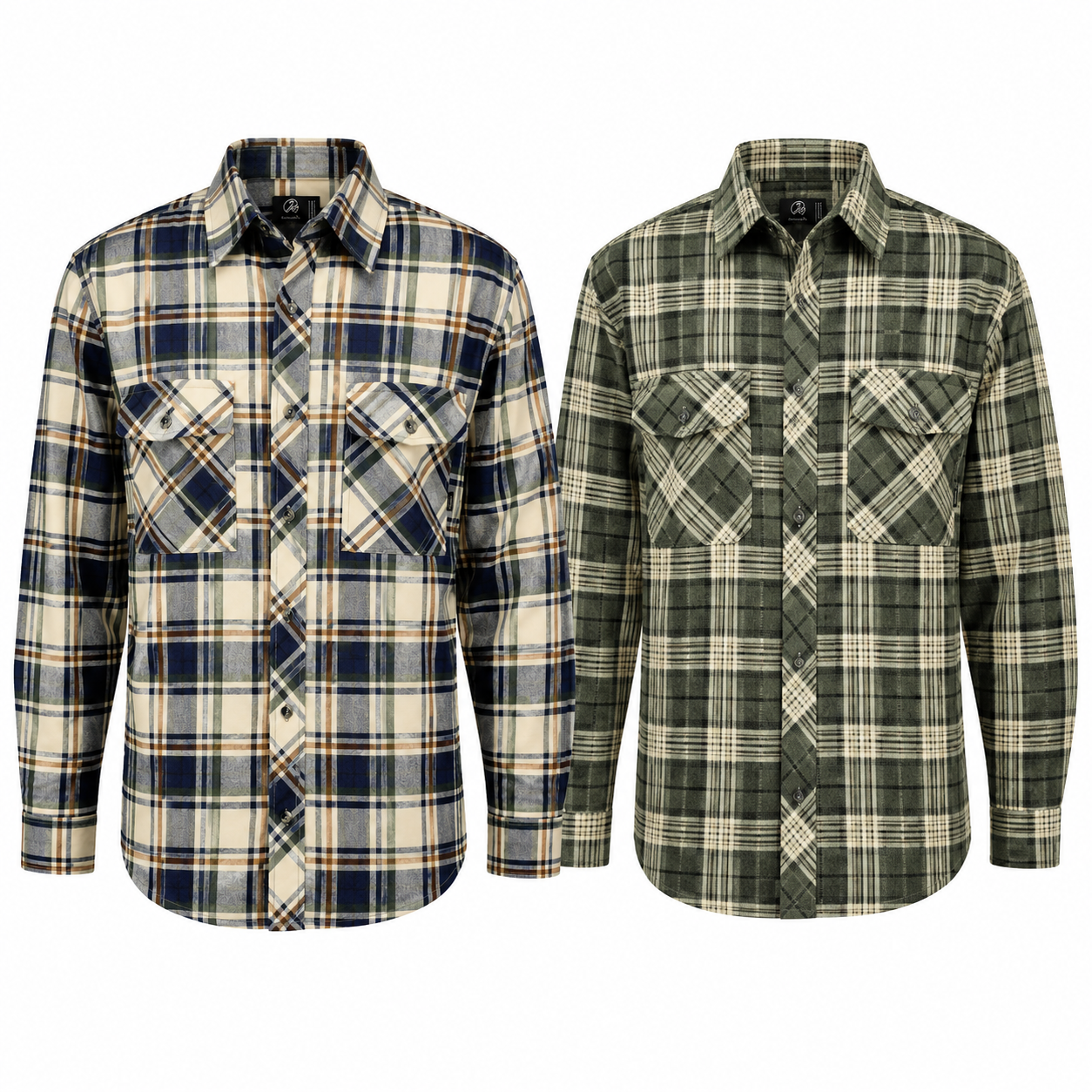 Swanndri Egmont Full Button Flannelette Shirt - Twin Pack - Parklands/Desert Blue - S / PARKLANDS/DESERT BLUE - Mansfield Hunting & Fishing - Products to prepare for Corona Virus