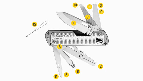 Leatherman Free T4 Compact Pocket Knife - Silver - - Mansfield Hunting & Fishing - Products to prepare for Corona Virus