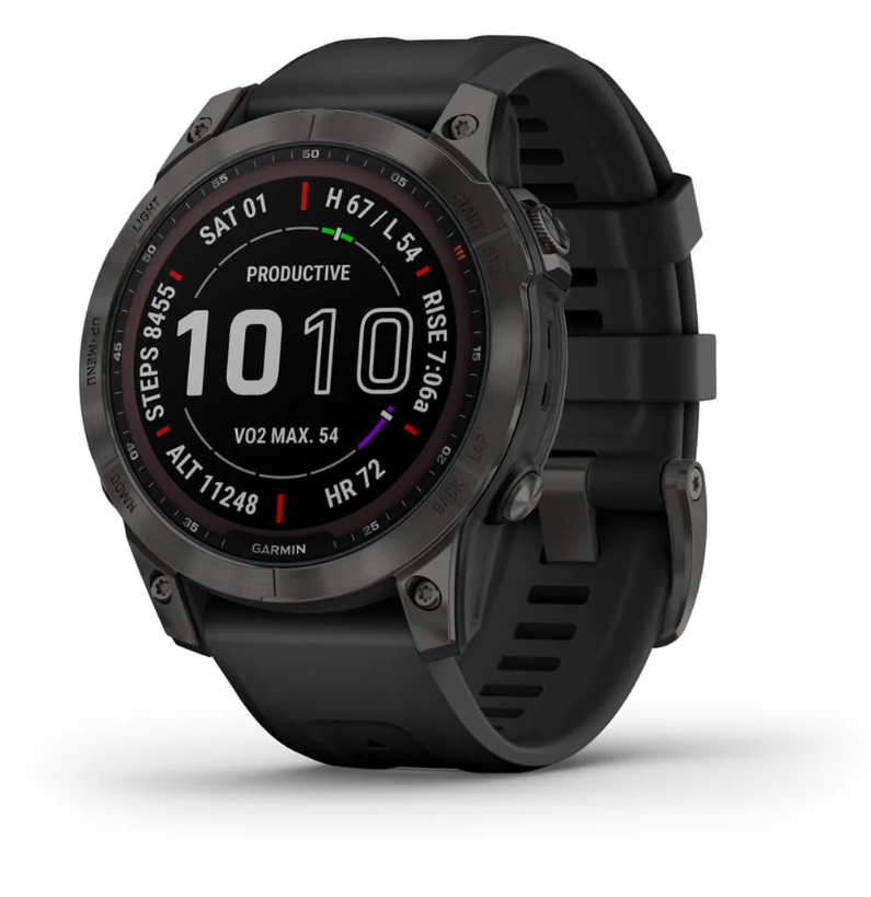 Garmin Fenix® 7S Watch – Sapphire Solar Edition, Carbon Grey DLC Titanium with Black Band -  - Mansfield Hunting & Fishing - Products to prepare for Corona Virus