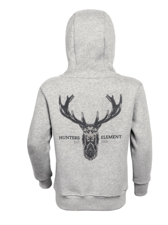 Hunters Element Kids Alpha Stag Hoodie - Grey Marle -  - Mansfield Hunting & Fishing - Products to prepare for Corona Virus