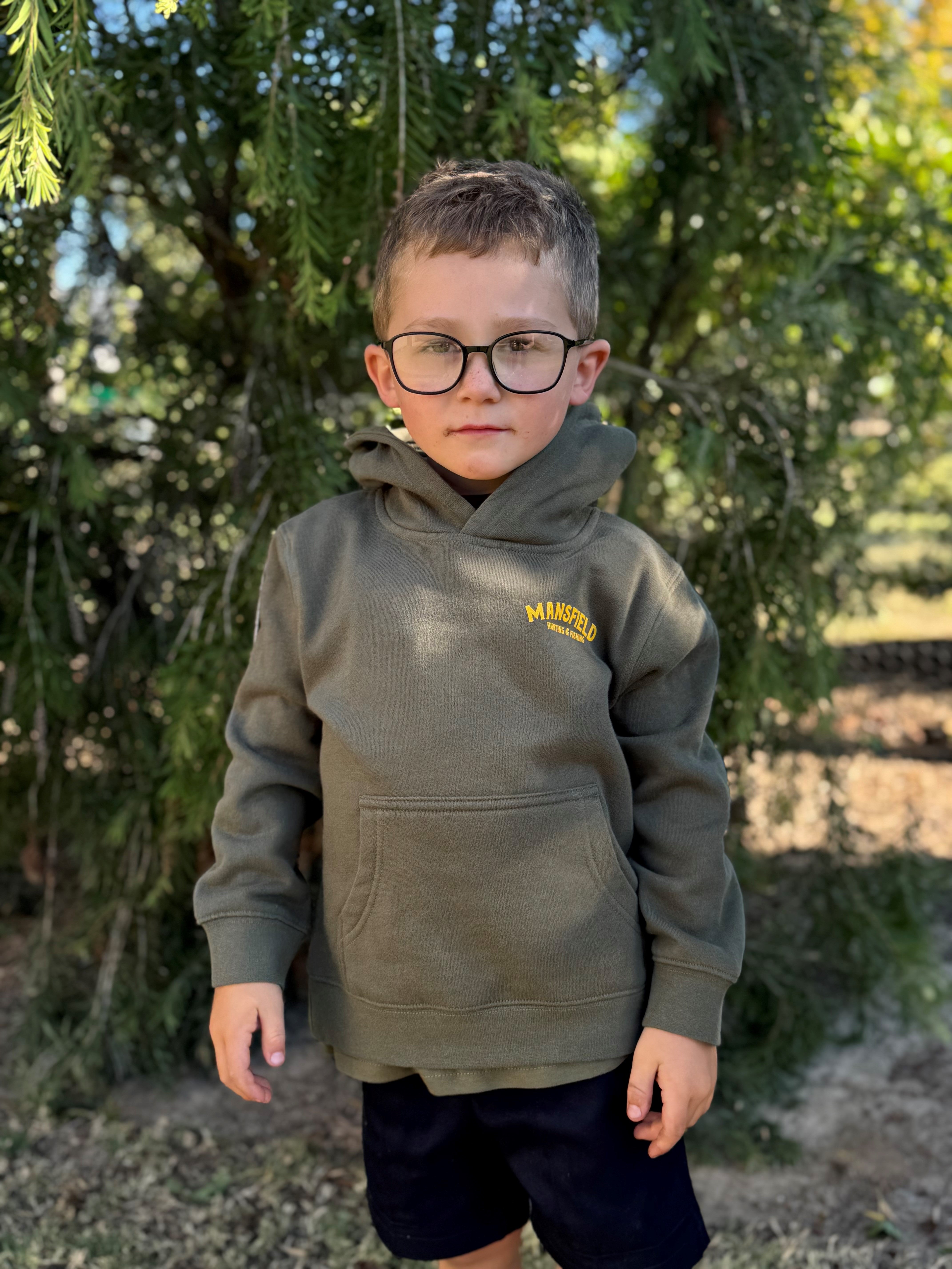 MHF Kids Duck Dog Hoodie - Limited Edition - Army Green - - Mansfield Hunting & Fishing - Products to prepare for Corona Virus