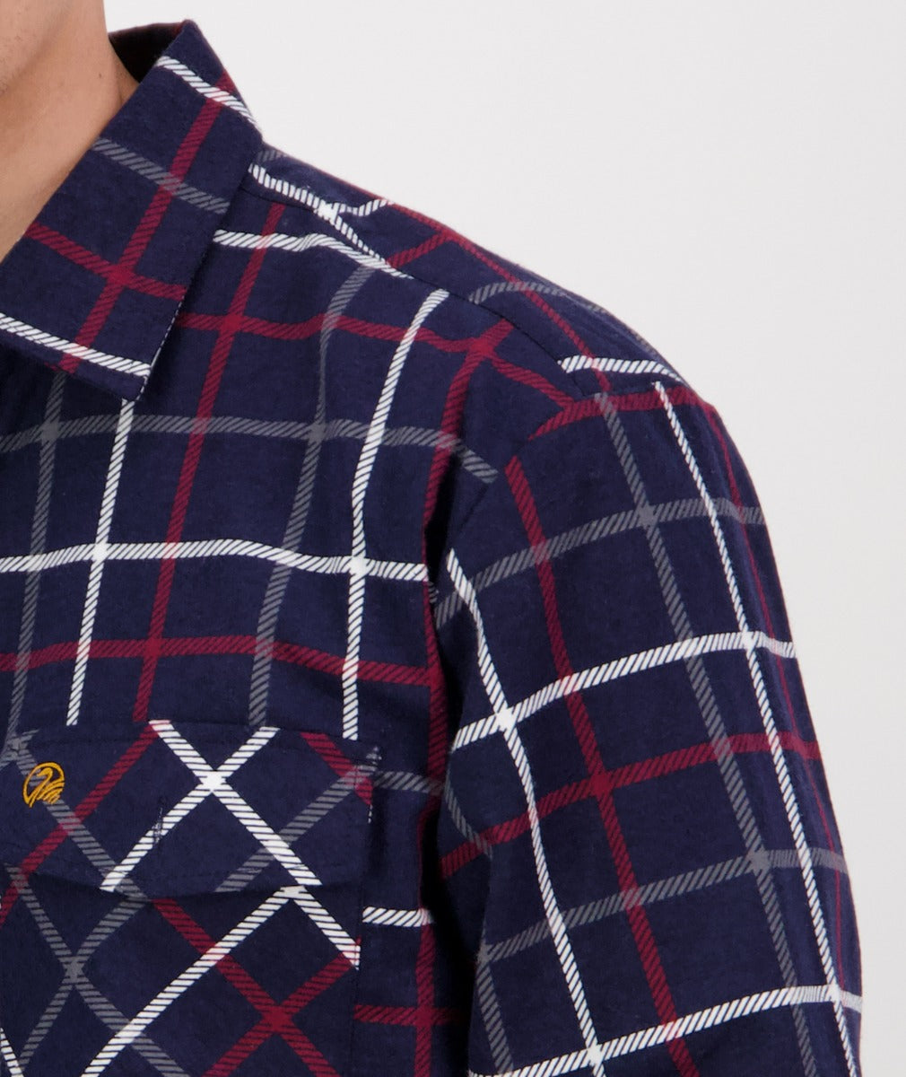 Swanndri Egmont Full Button Flannelette Shirt - Twin Pack - Navy/Oxblood - - Mansfield Hunting & Fishing - Products to prepare for Corona Virus