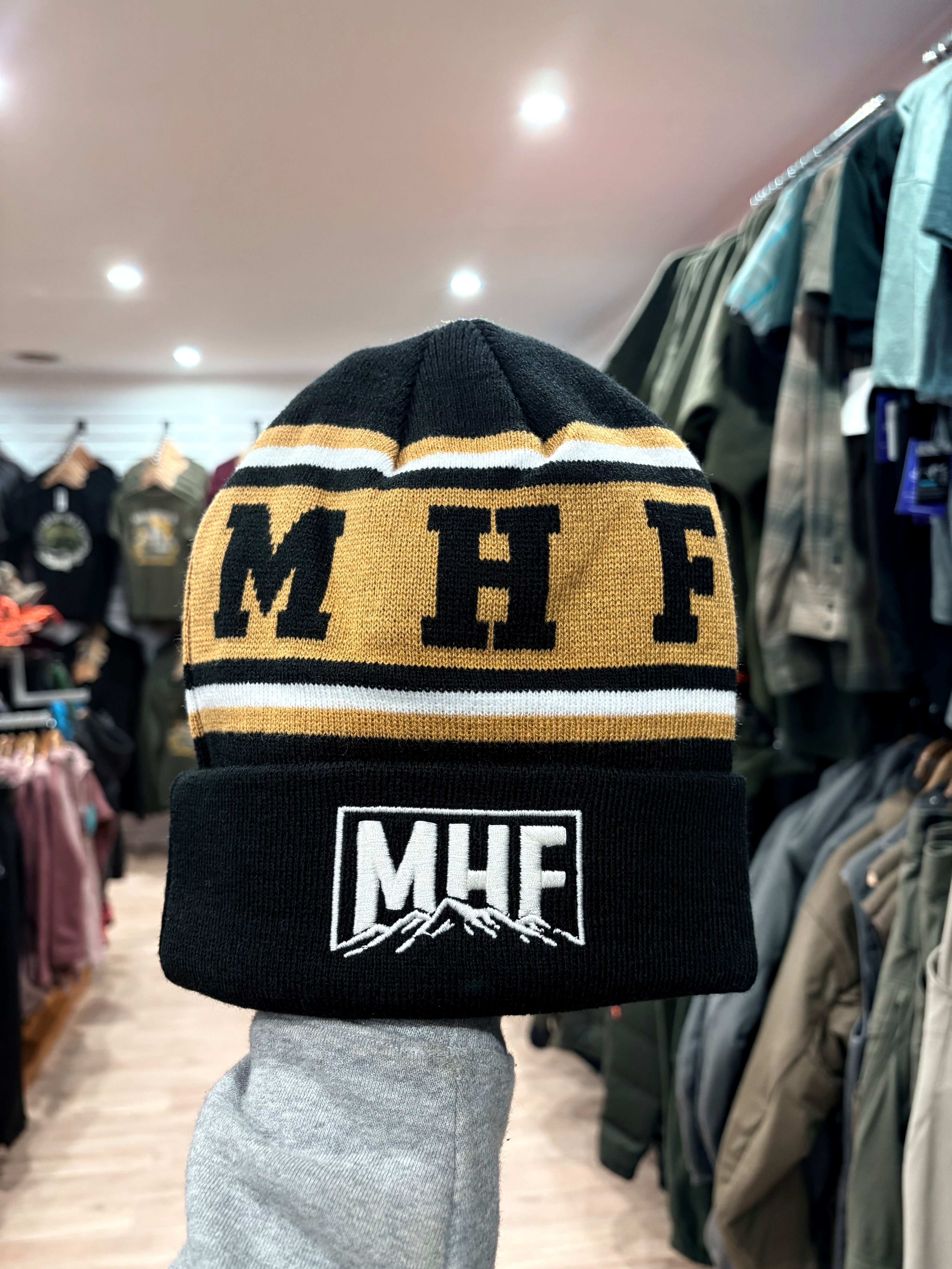 MHF Tan Black Mountain Beanie - No Pom Pom - - Mansfield Hunting & Fishing - Products to prepare for Corona Virus