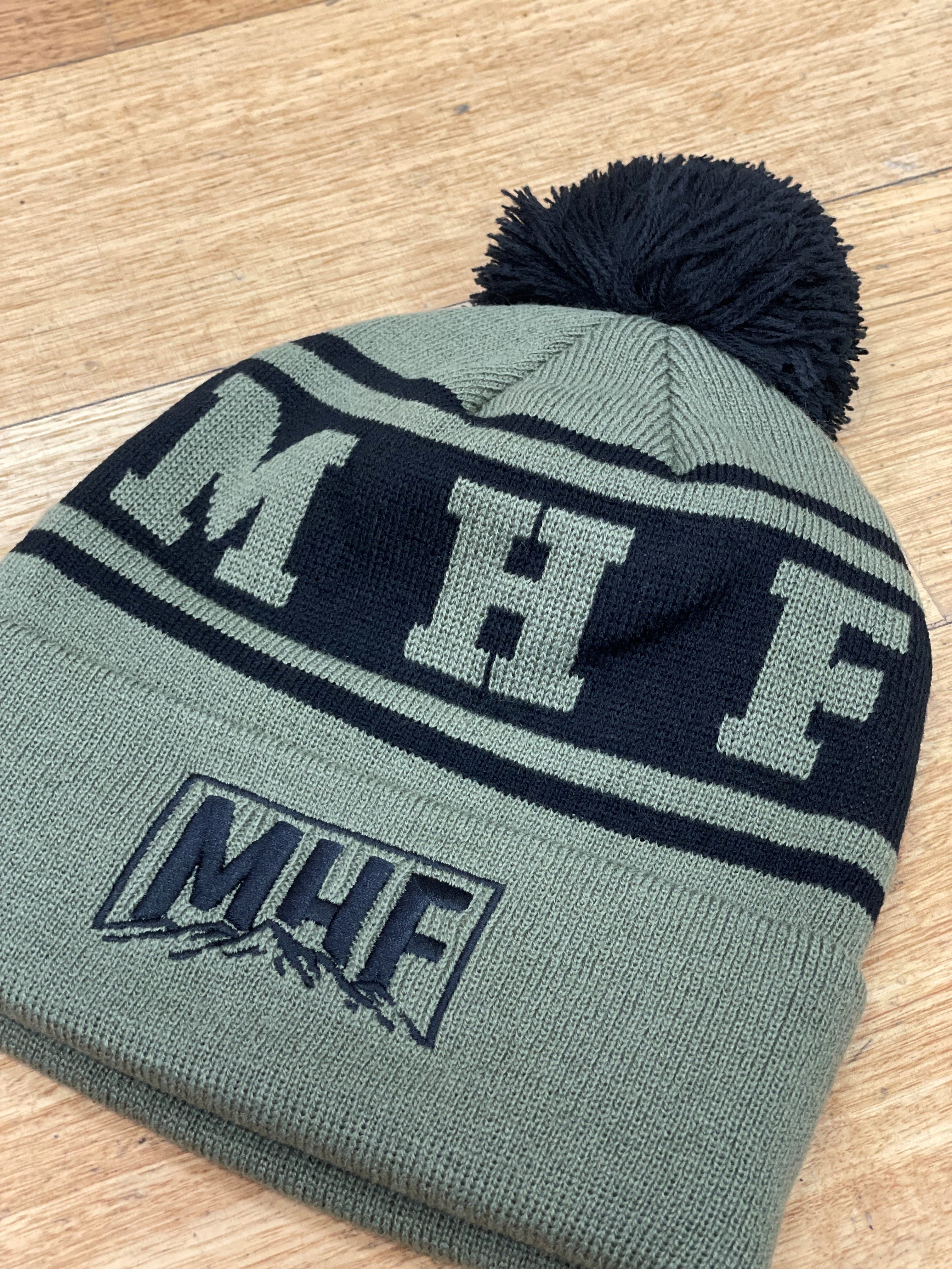 MHF Mountain Embroided Beanie Green/Black - - Mansfield Hunting & Fishing - Products to prepare for Corona Virus