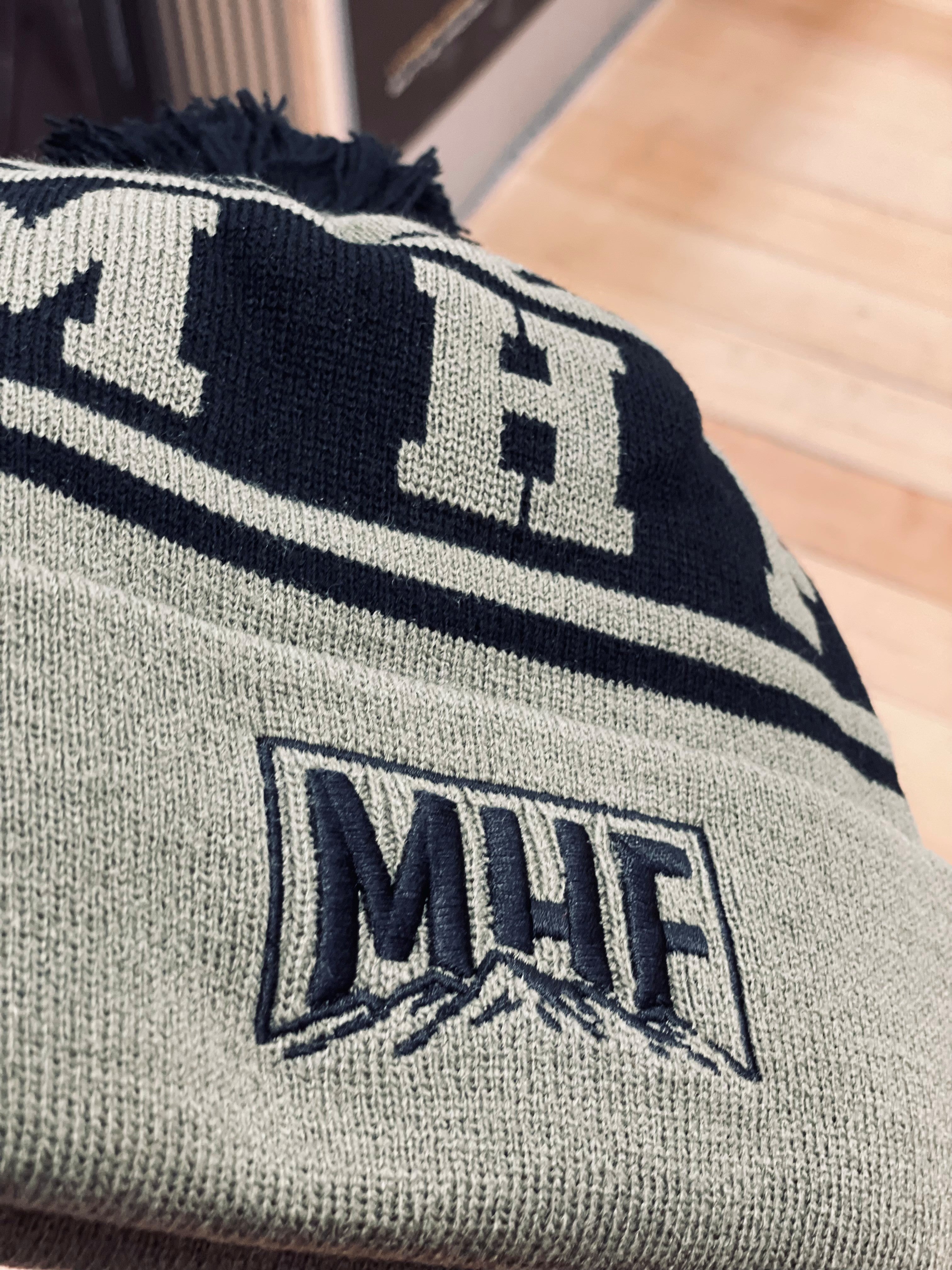 MHF Mountain Embroided Beanie Green/Black - - Mansfield Hunting & Fishing - Products to prepare for Corona Virus