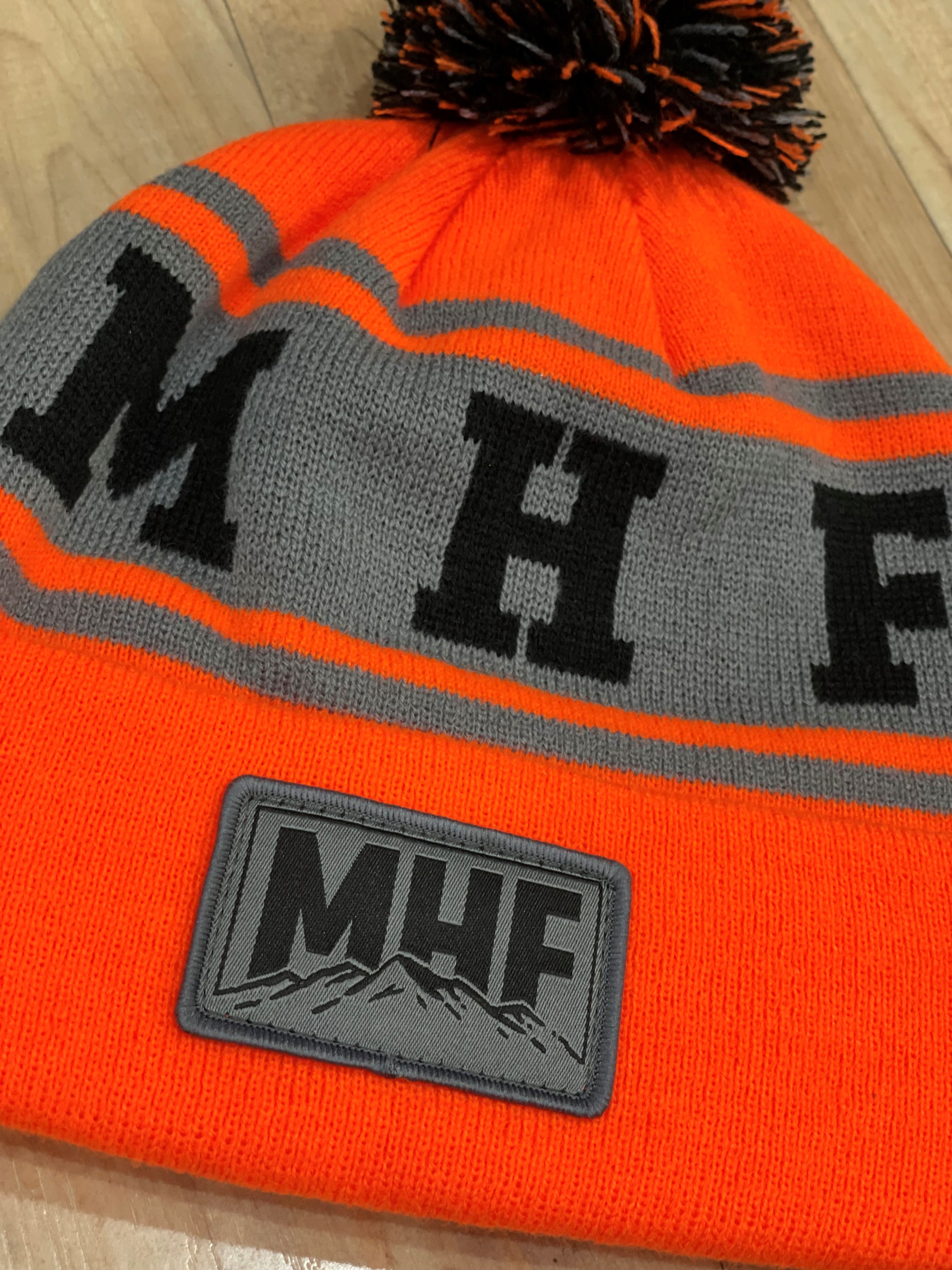 MHF Mountain Patch Beanie Blaze Orange/Grey - - Mansfield Hunting & Fishing - Products to prepare for Corona Virus