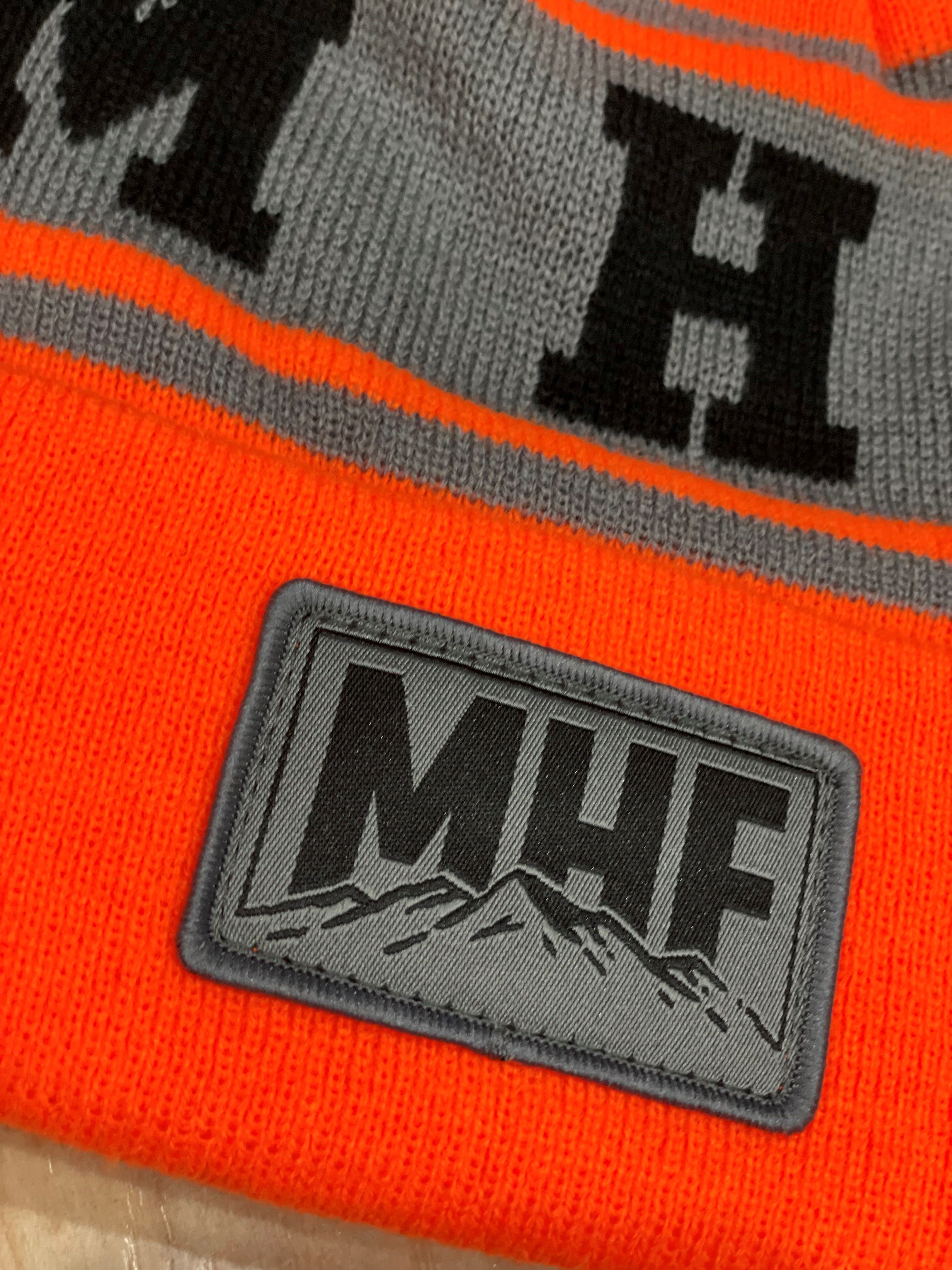 MHF Mountain Patch Beanie Blaze Orange/Grey - - Mansfield Hunting & Fishing - Products to prepare for Corona Virus
