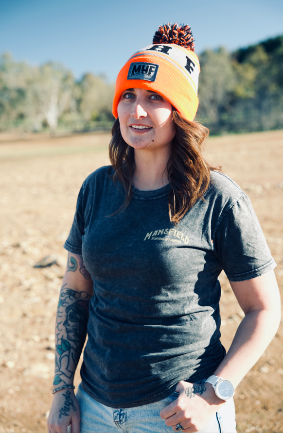 MHF Mountain Patch Beanie Blaze Orange/Grey - - Mansfield Hunting & Fishing - Products to prepare for Corona Virus